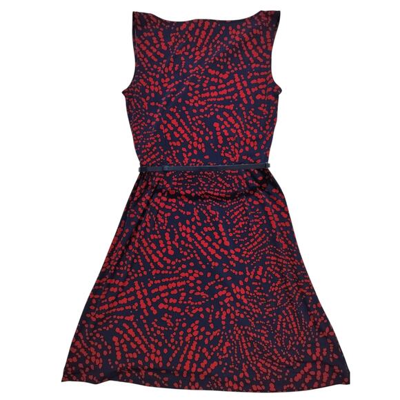 Anne Klein women blue red casual sleeveles stretch belted faux wrap dress size S - Picture 5 of 12